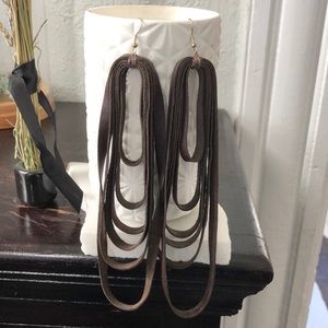 Brown leather handmade earrings